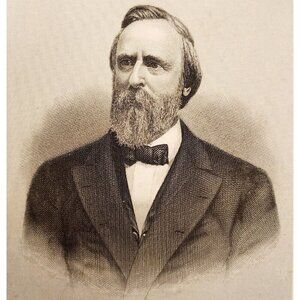 1884 President Rutherford B Hayes Steel Engraving Victorian Wellstood DWSS7